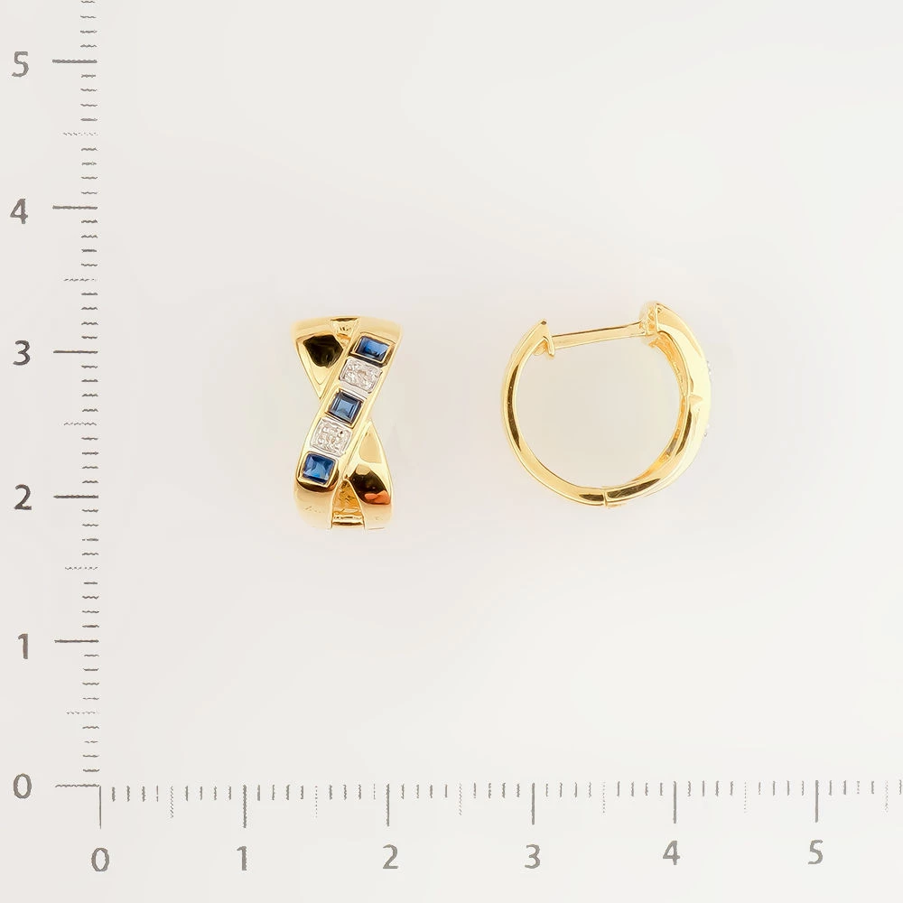 Серьги с сапфиром из желтого золота 585 пробы