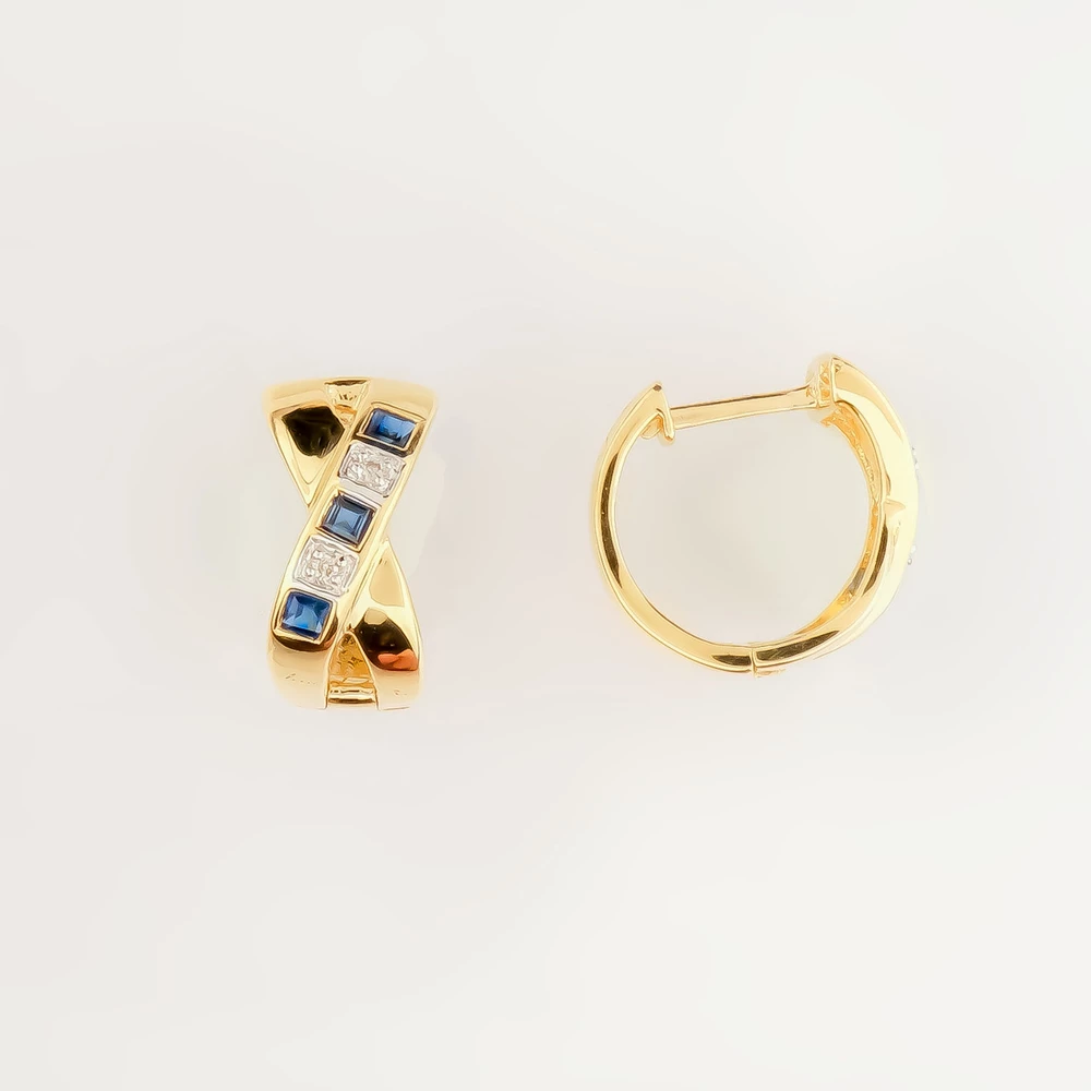 Серьги с сапфиром из желтого золота 585 пробы