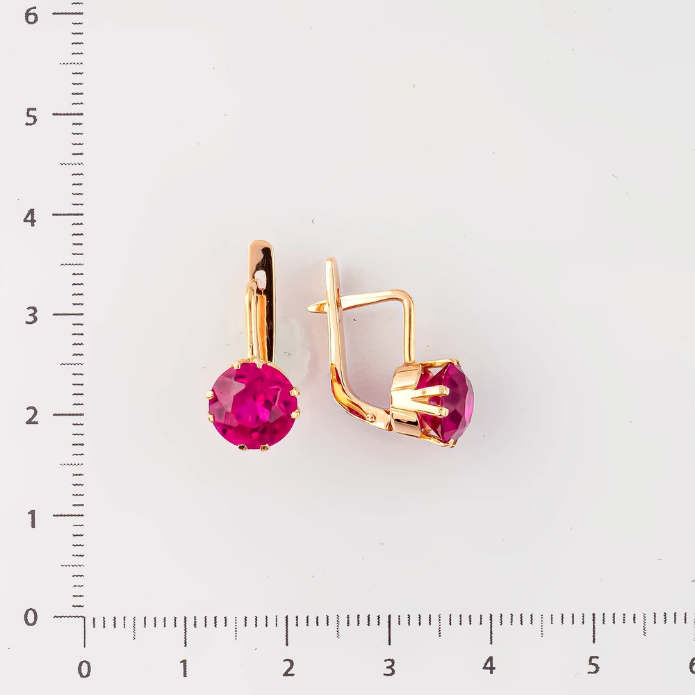 Серьги с фианитом из красного золота 583 пробы