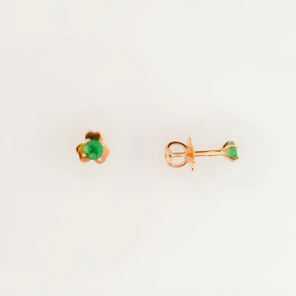 Серьги с изумрудом из красного золота 585 пробы