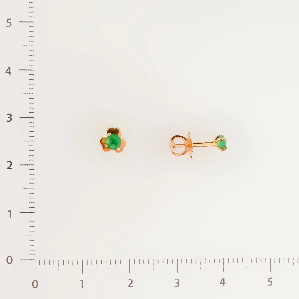 Серьги с изумрудом из красного золота 585 пробы
