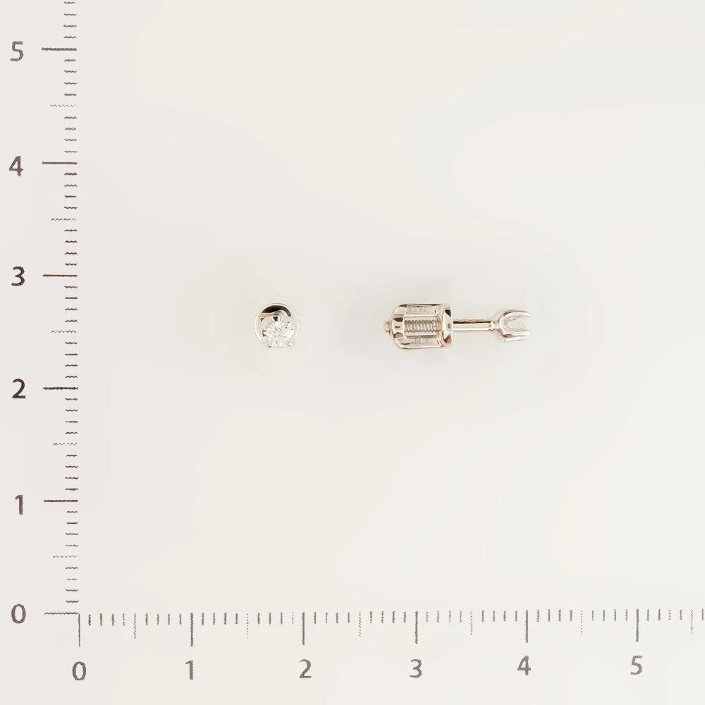 Серьги с бриллиантом из белого золота 585 пробы