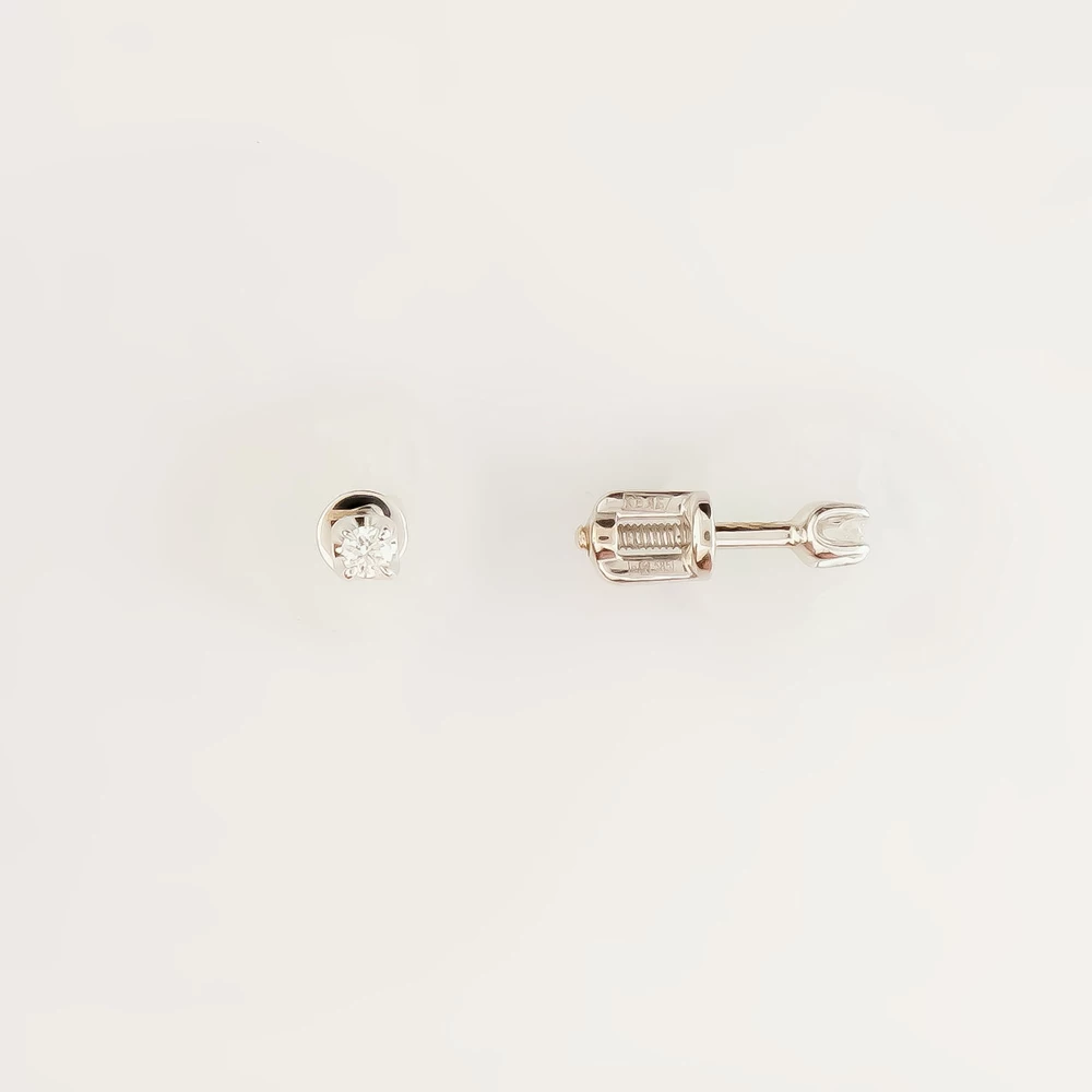 Серьги с бриллиантом из белого золота 585 пробы