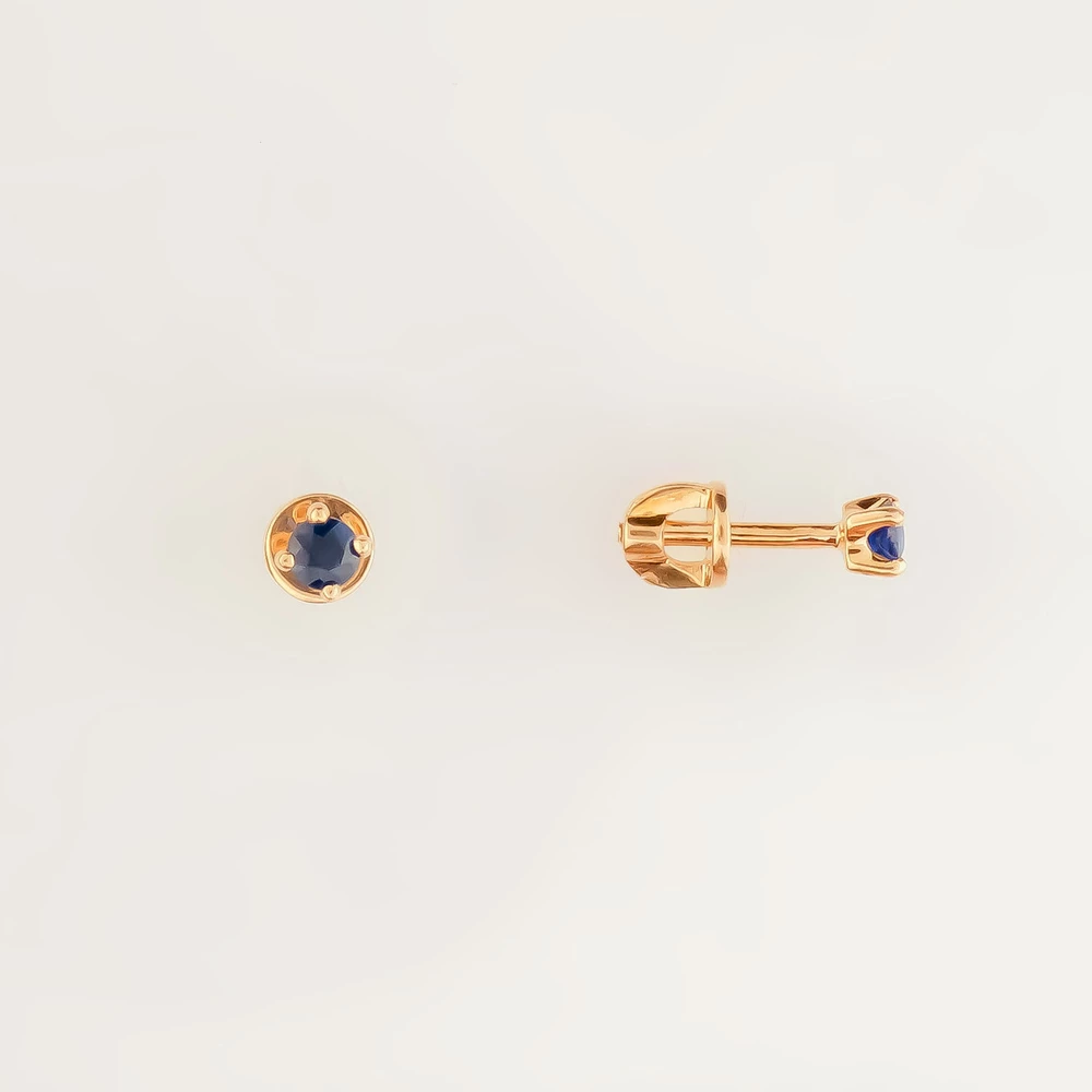 Серьги с сапфиром из красного золота 585 пробы