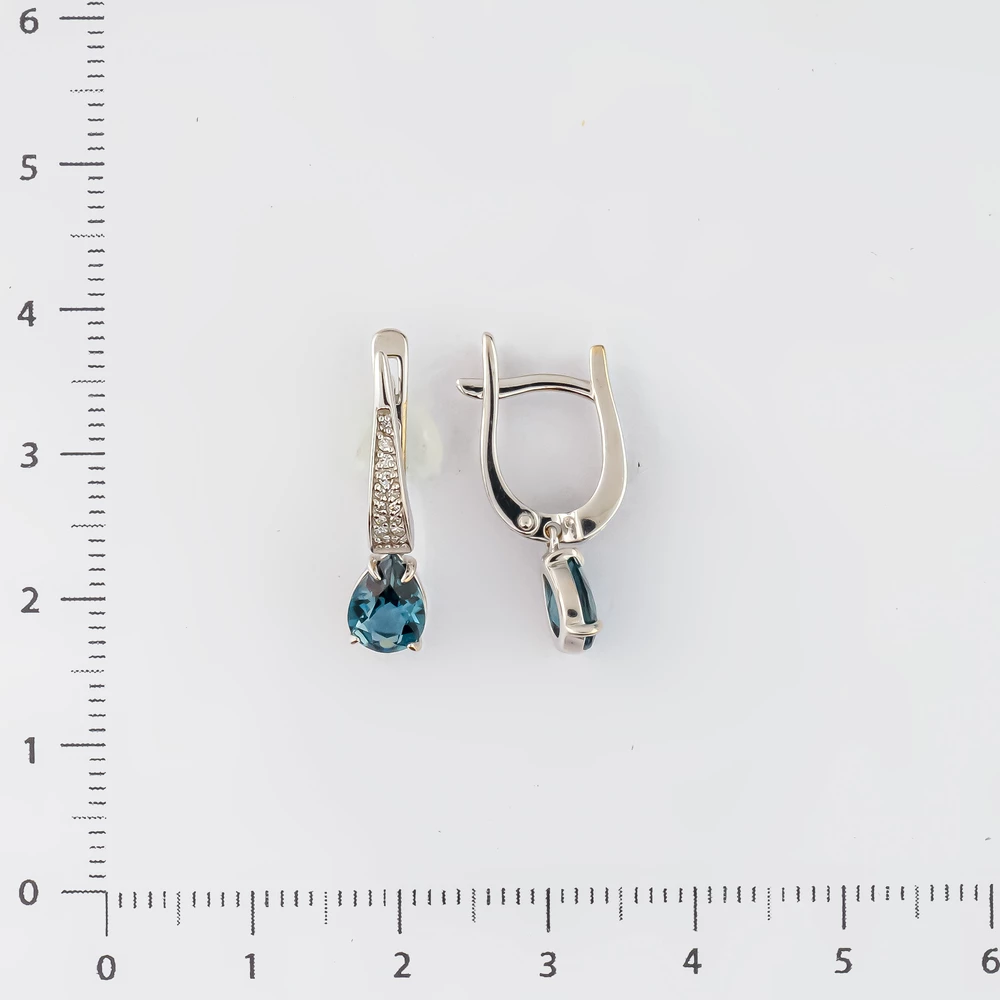 Серьги с топазом лондон из белого золота 585 пробы