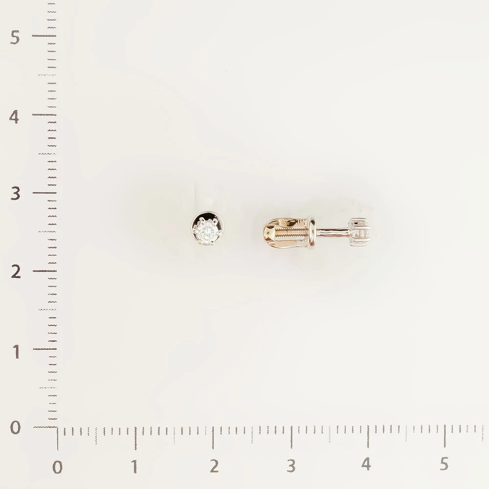 Серьги с бриллиантом из белого золота 585 пробы