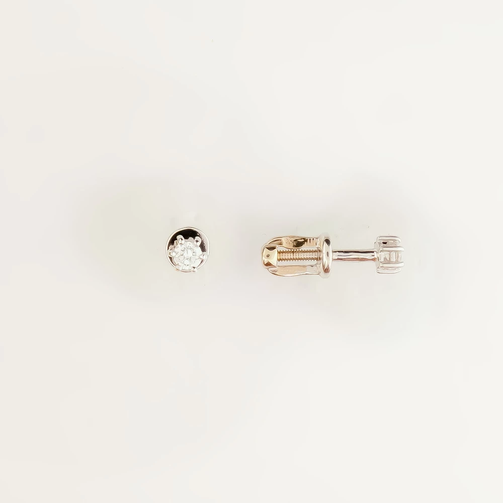 Серьги с бриллиантом из белого золота 585 пробы