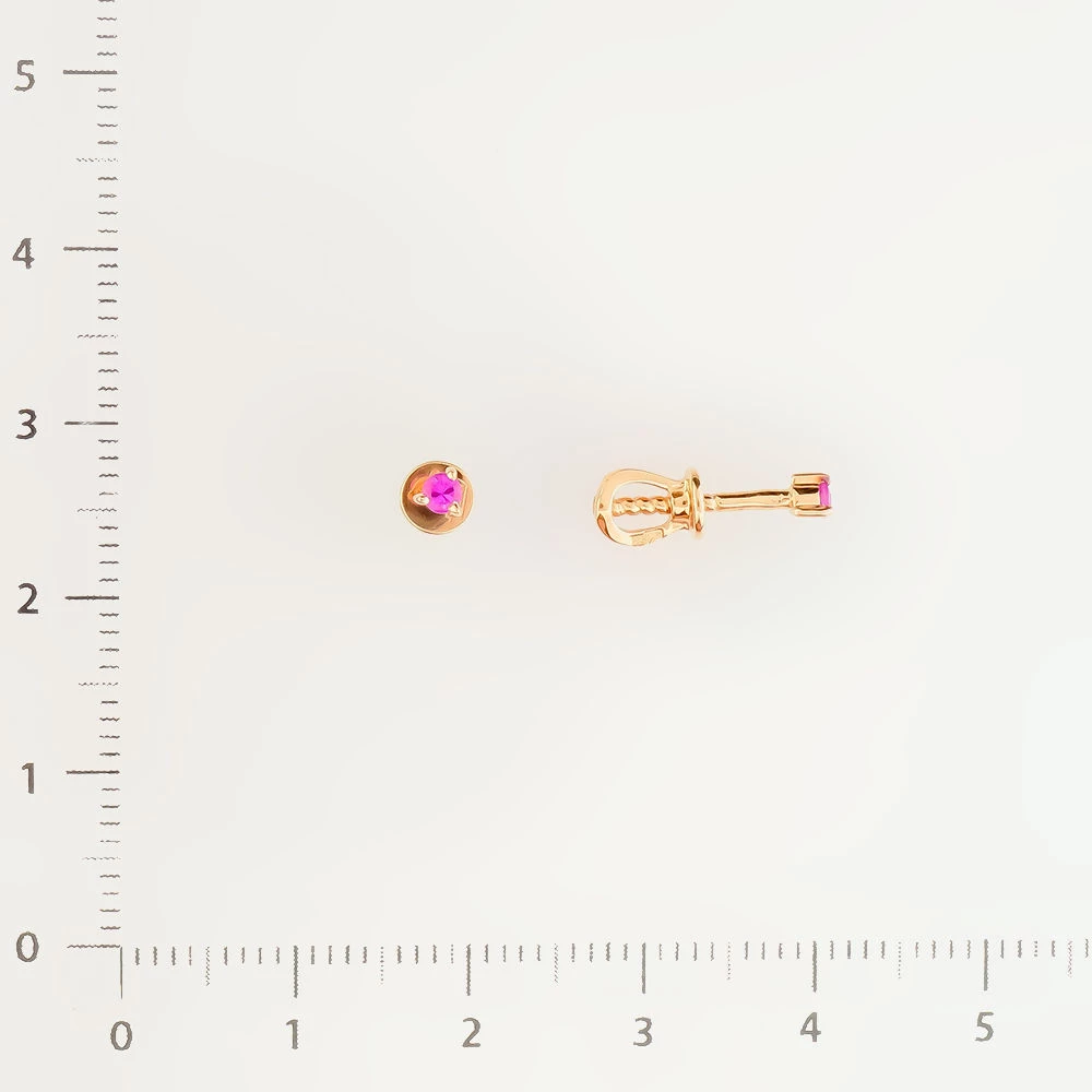 Серьги с рубином из красного золота 585 пробы