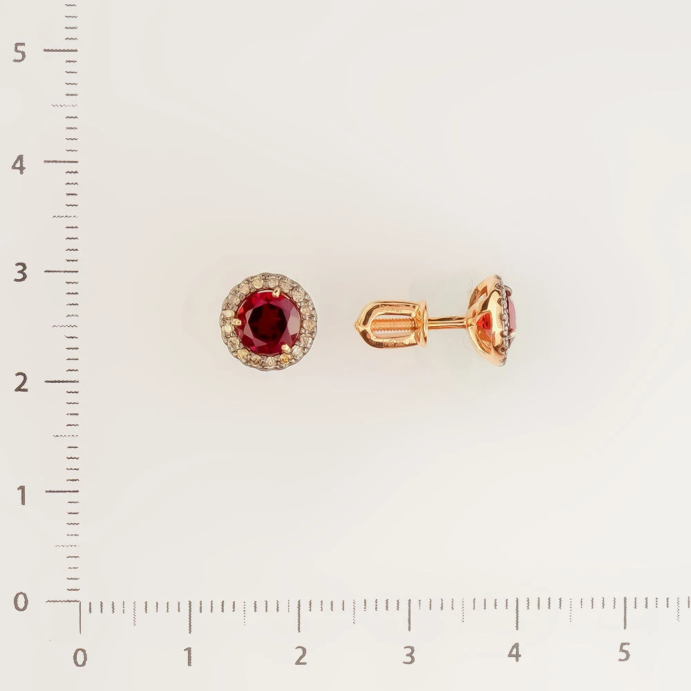 Серьги с гранатом из красного золота 585 пробы