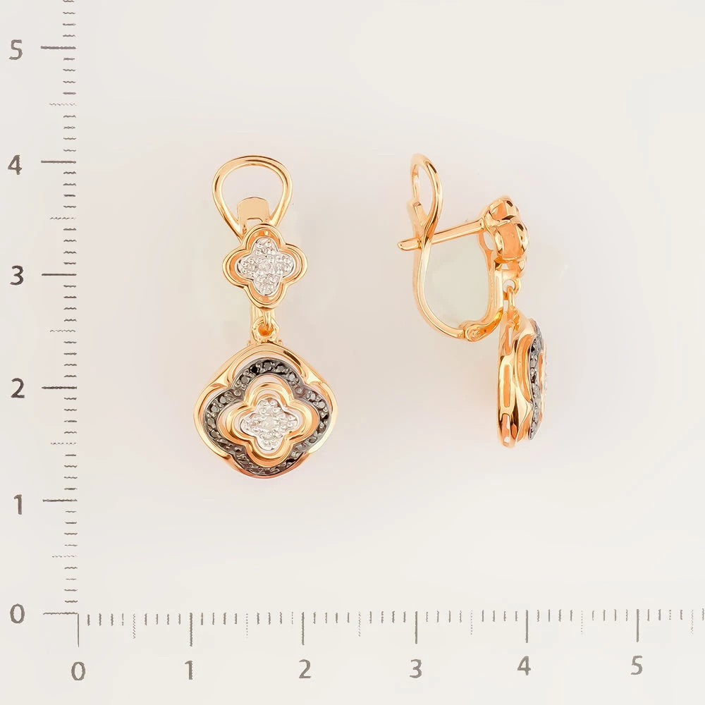 Серьги с бриллиантом из красного золота 585 пробы