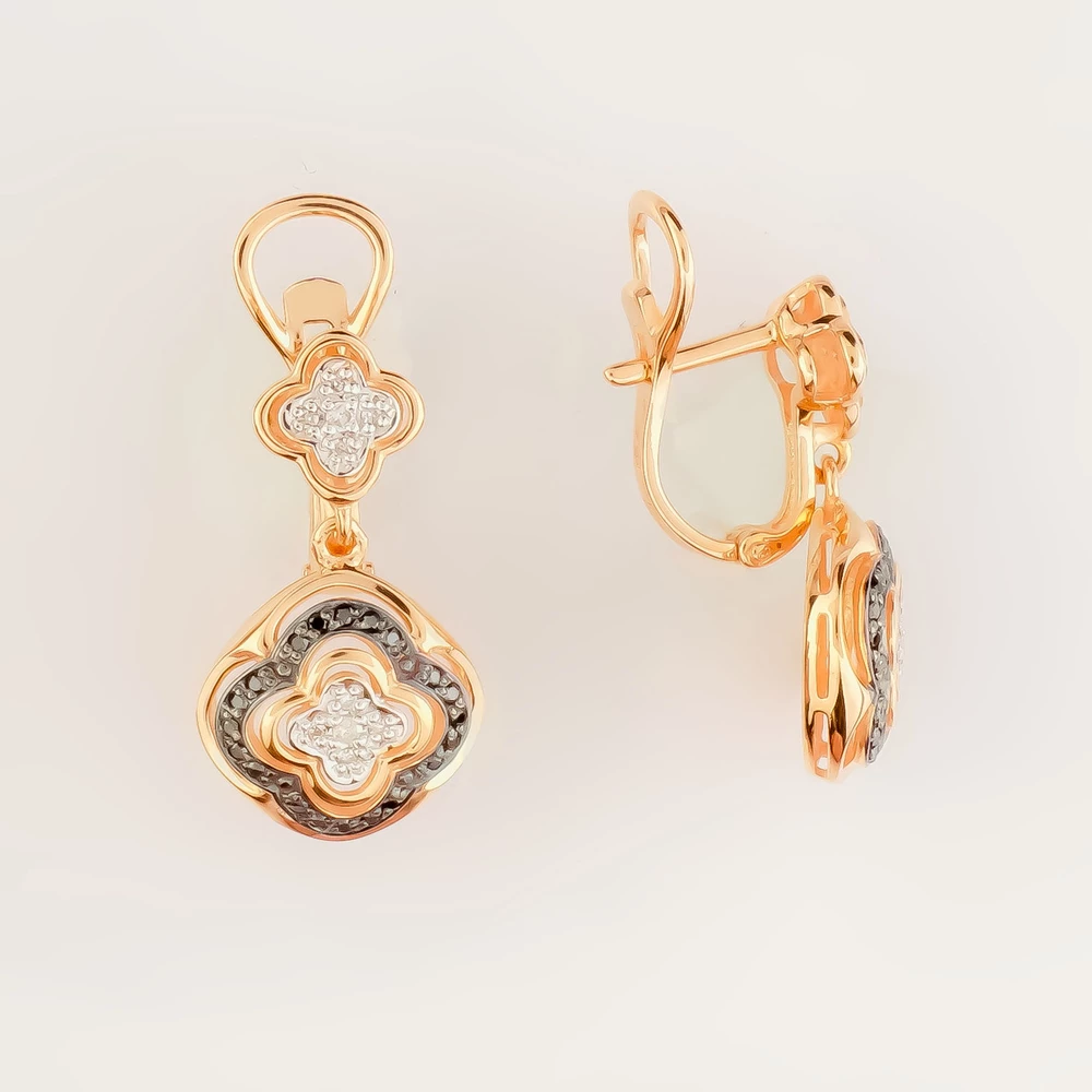 Серьги с бриллиантом из красного золота 585 пробы