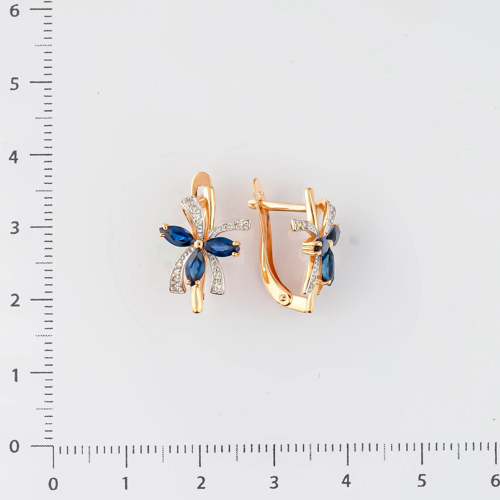 Серьги с сапфиром из красного золота 585 пробы