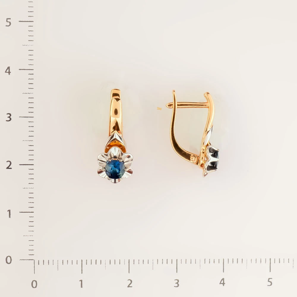 Серьги с сапфиром из красного золота 585 пробы