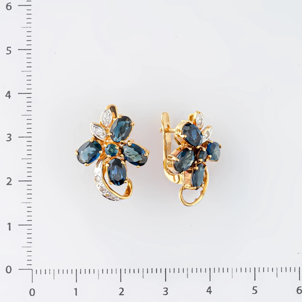 Серьги с сапфиром из красного золота 585 пробы