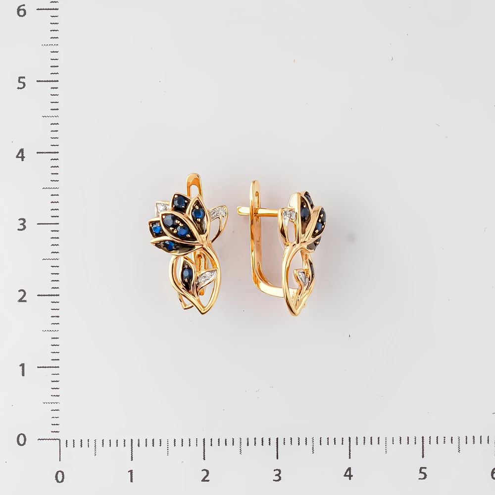 Серьги с сапфиром из красного золота 585 пробы