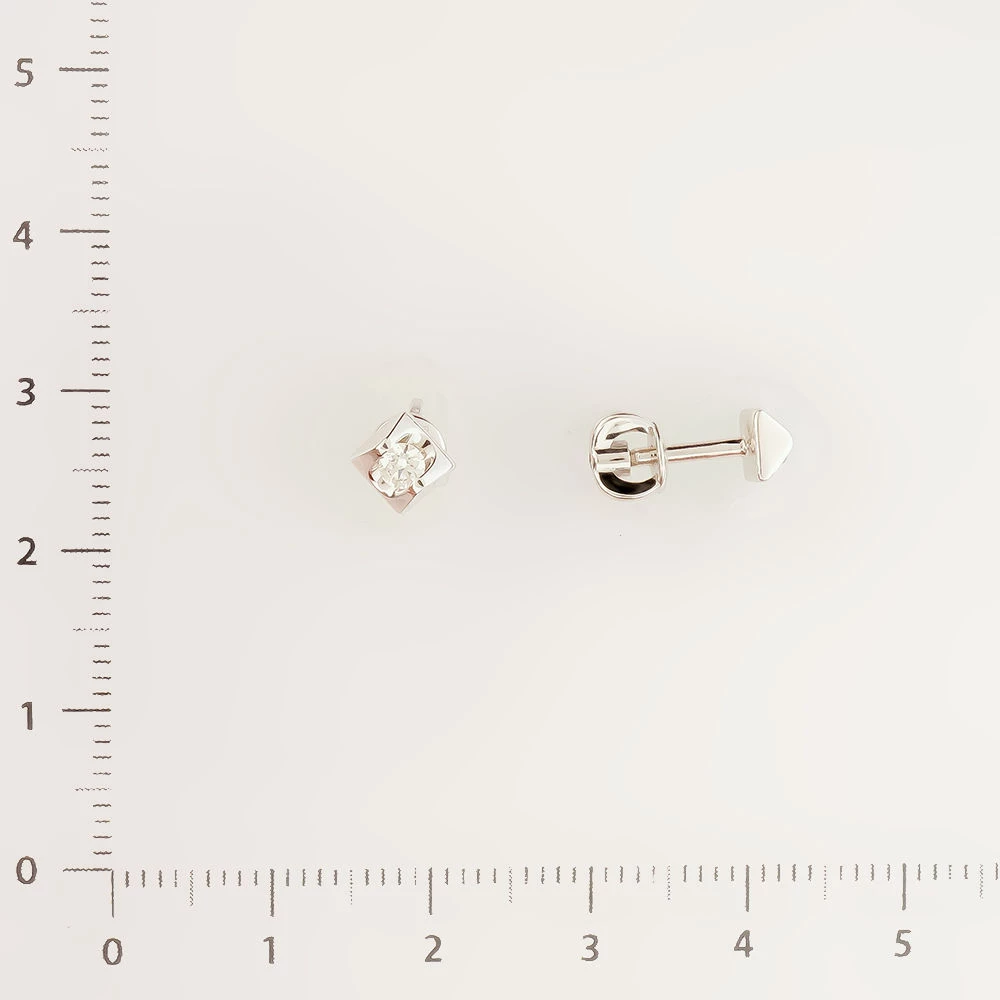 Серьги с бриллиантом из белого золота 585 пробы