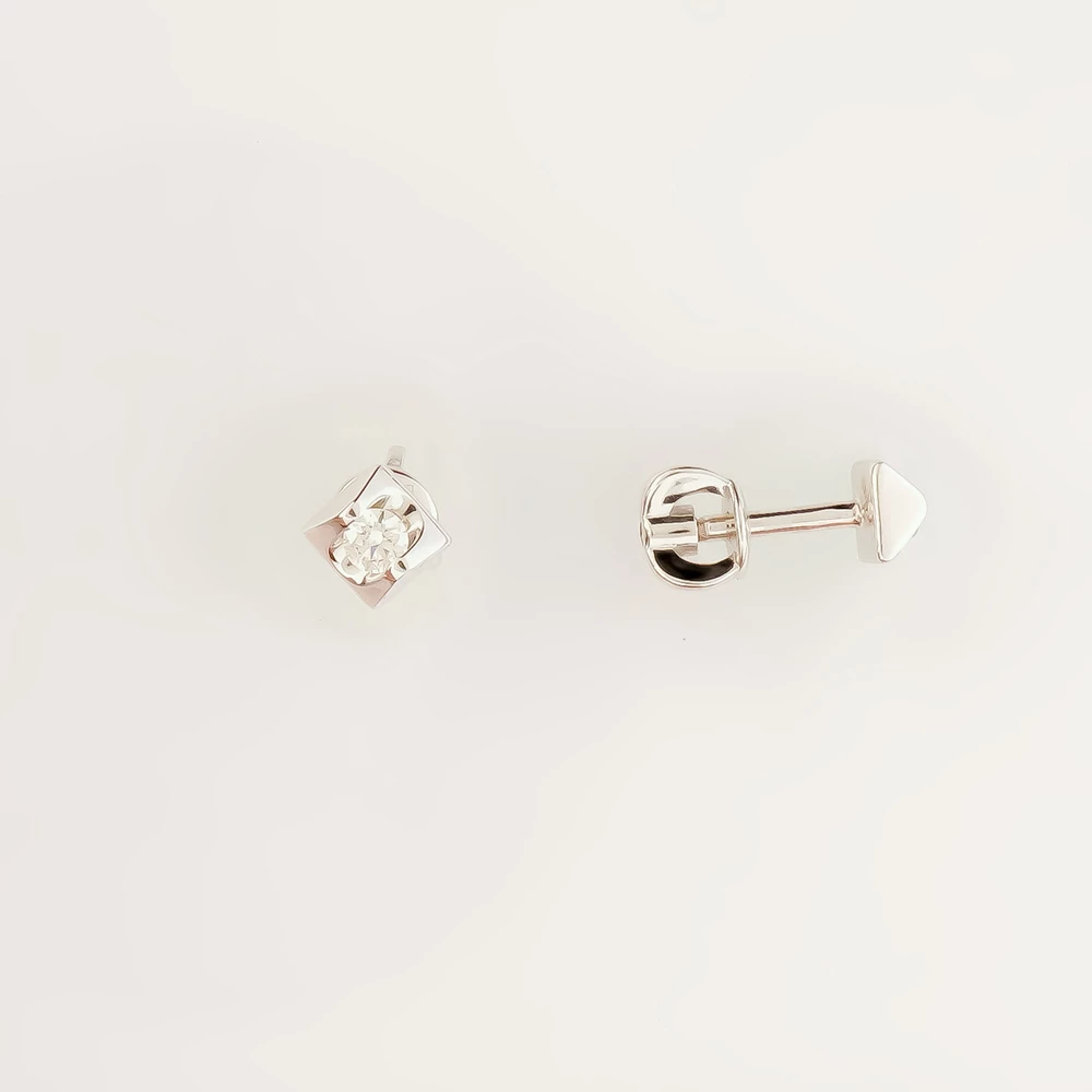 Серьги с бриллиантом из белого золота 585 пробы