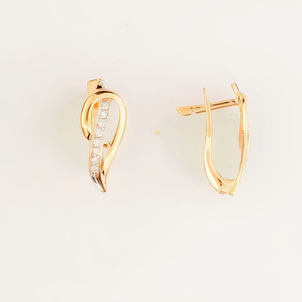 Серьги с бриллиантом из красного золота 585 пробы