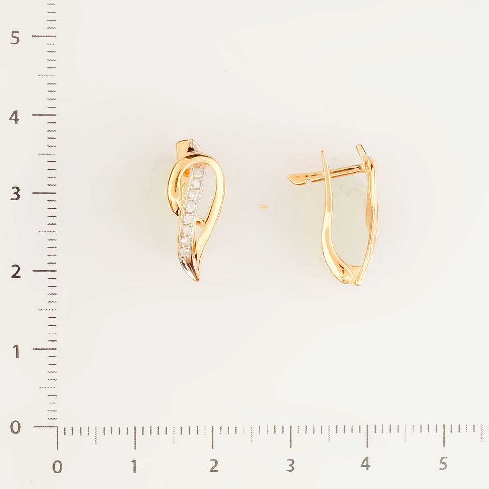 Серьги с бриллиантом из красного золота 585 пробы