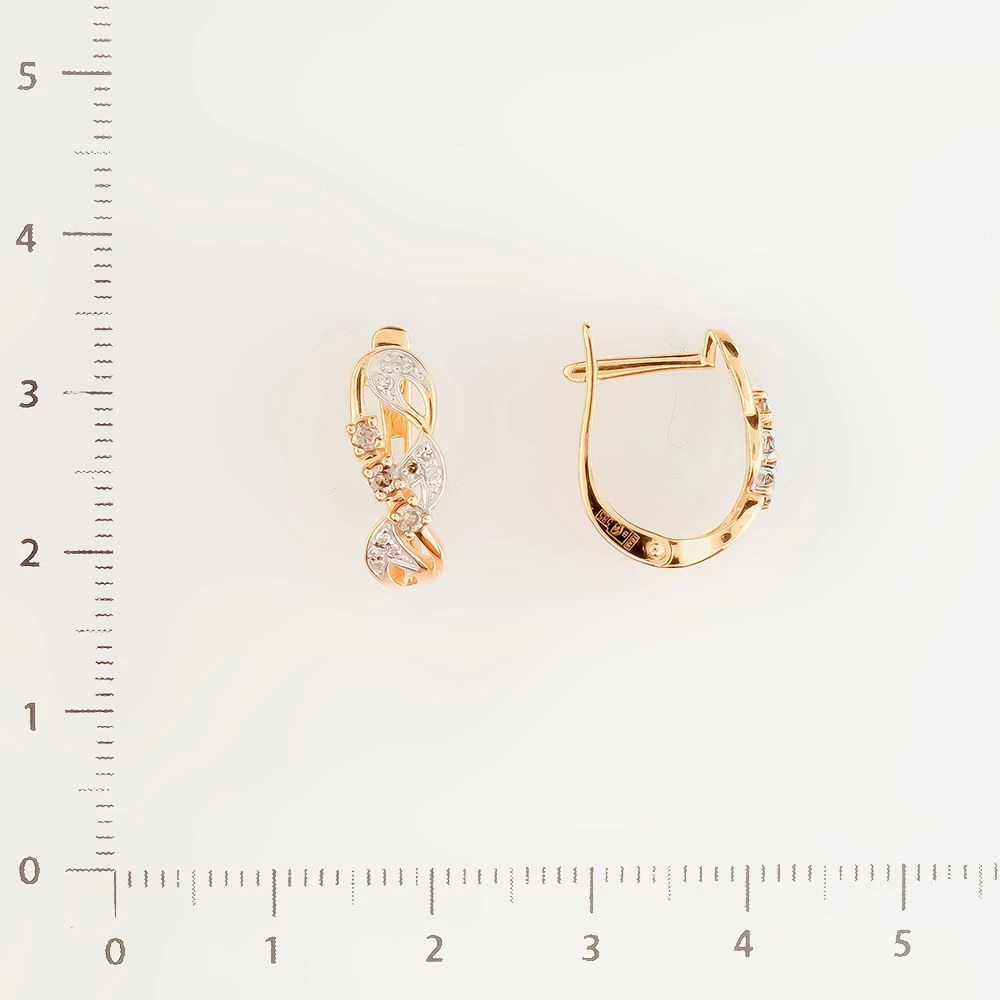 Серьги с бриллиантом из красного золота 585 пробы