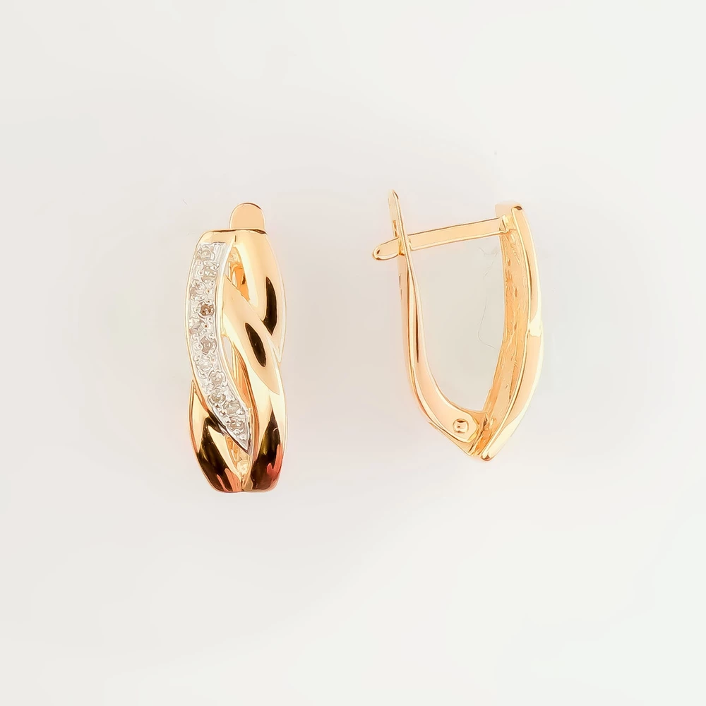 Серьги с бриллиантом из красного золота 585 пробы