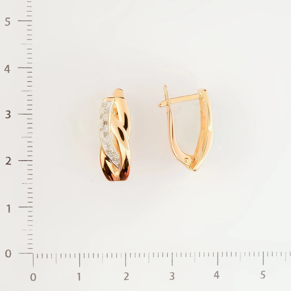 Серьги с бриллиантом из красного золота 585 пробы