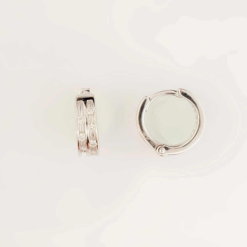 Серьги с бриллиантом из белого золота 585 пробы