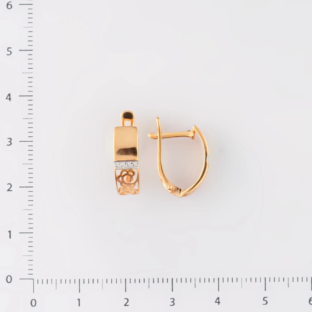 Серьги с фианитом из красного золота 585 пробы