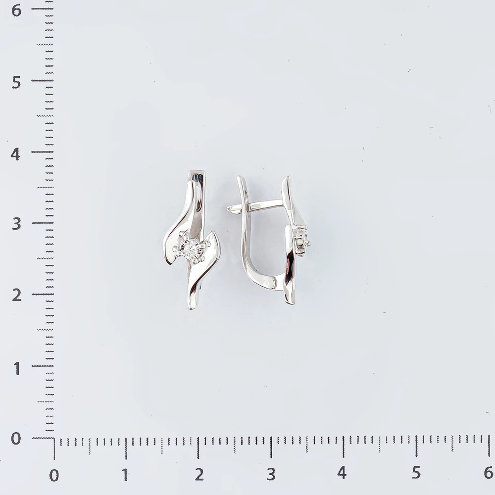 Серьги с бриллиантом из белого золота 585 пробы