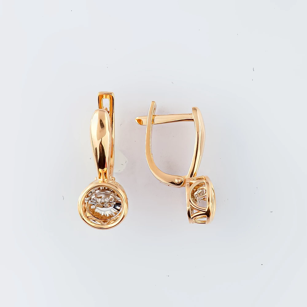 Серьги с бриллиантом из красного золота 585 пробы