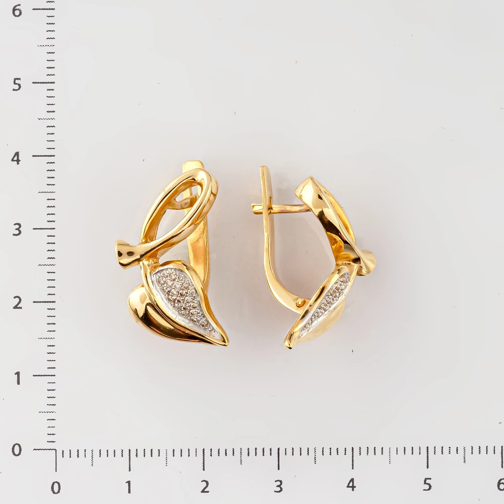 Серьги с бриллиантом из желтого золота 585 пробы