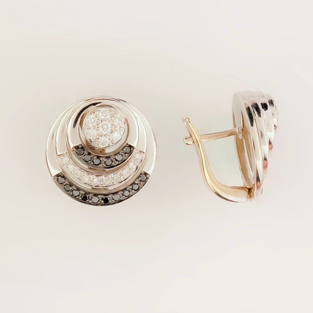 Серьги с бриллиантом из белого золота 585 пробы