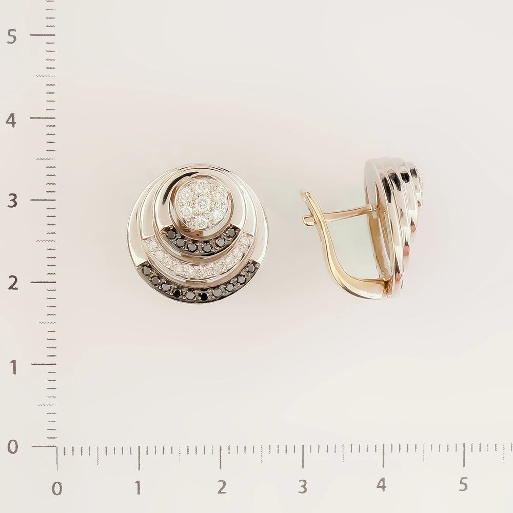 Серьги с бриллиантом из белого золота 585 пробы