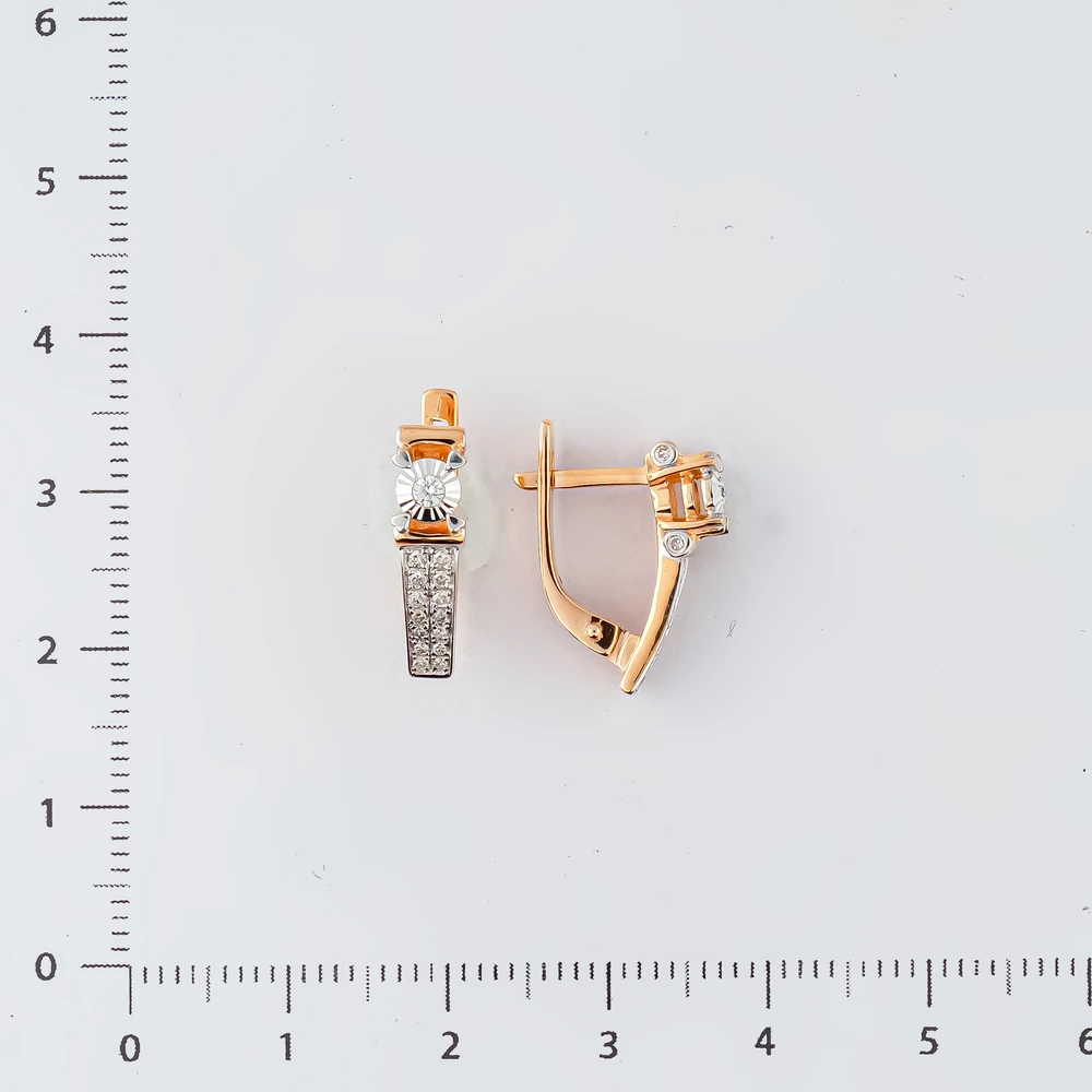 Серьги с бриллиантом из красного золота 585 пробы