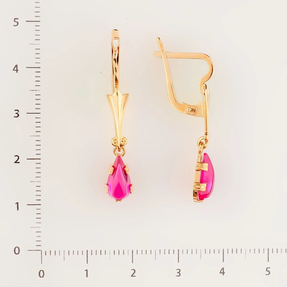 Серьги с фианитом из красного золота 583 пробы