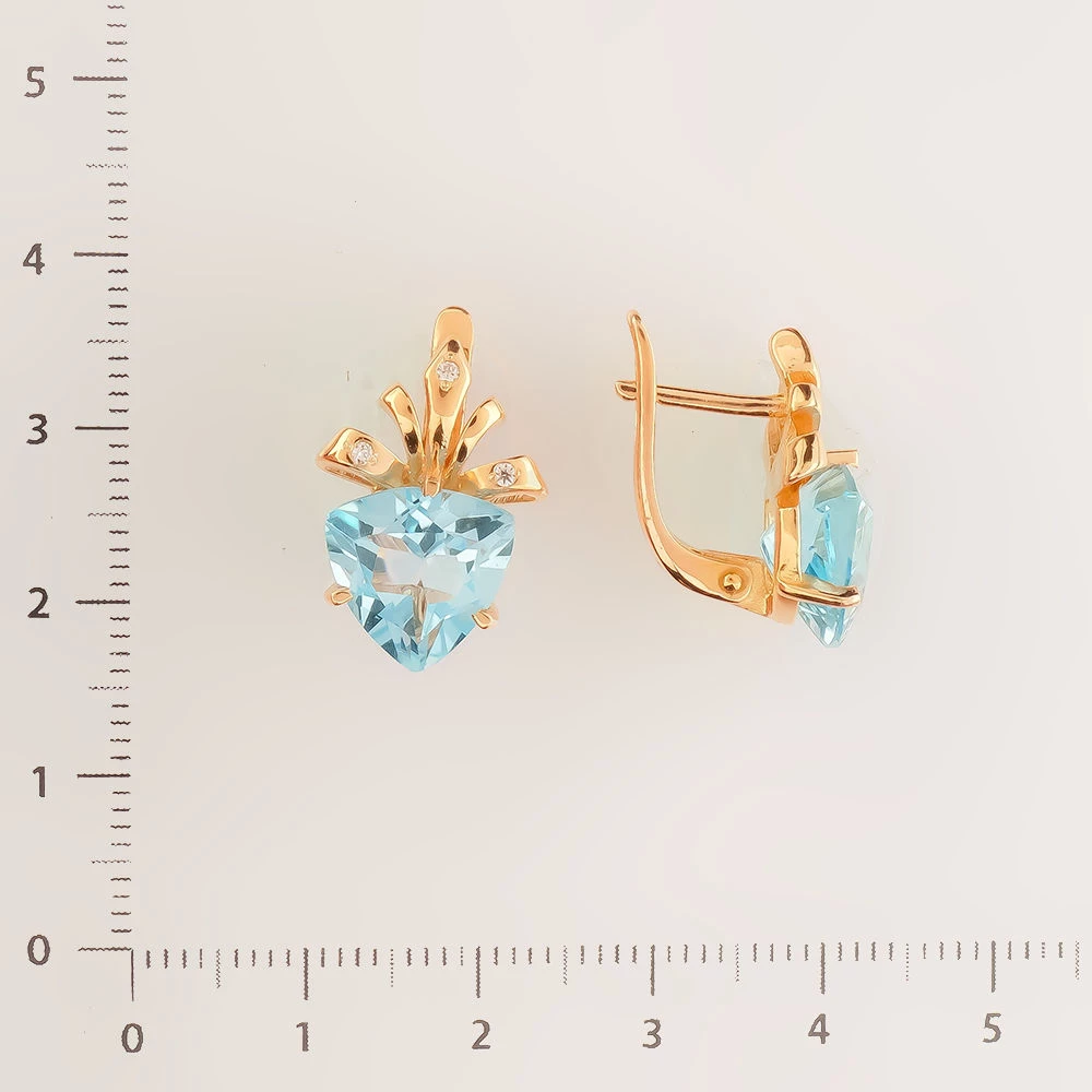 Серьги с топазом из красного золота 585 пробы