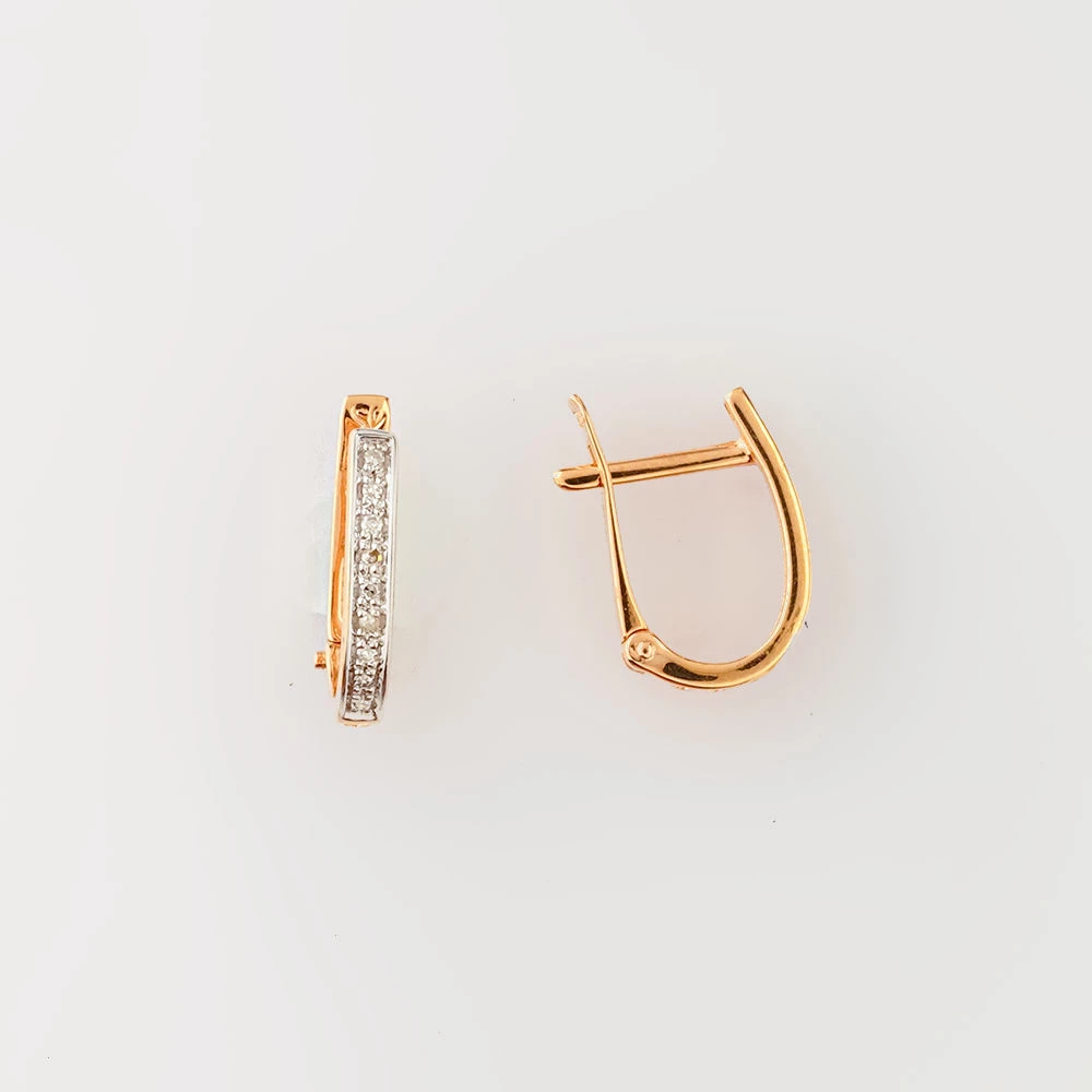 Серьги с бриллиантом из красного золота 585 пробы