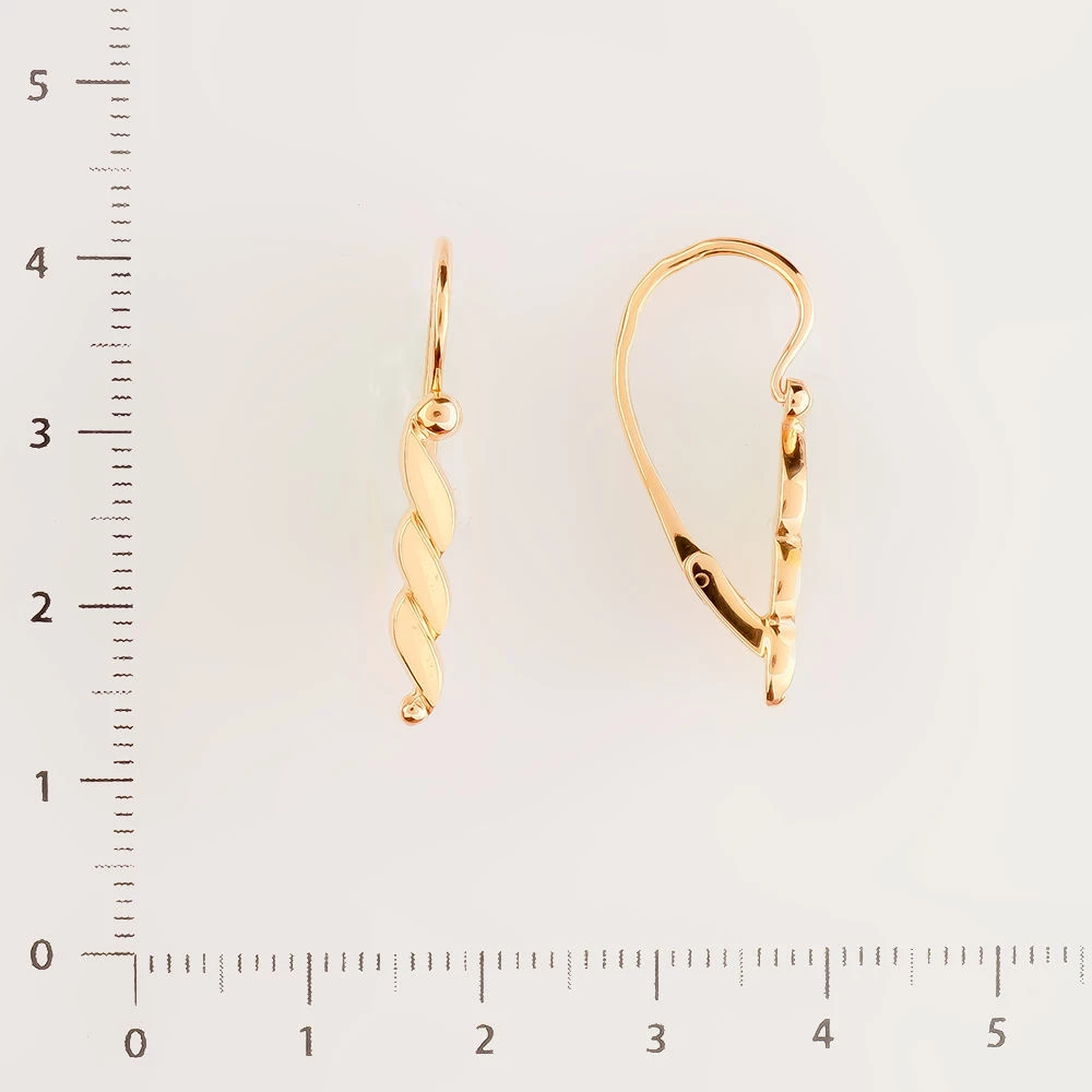 Серьги с фианитом из красного золота 585 пробы