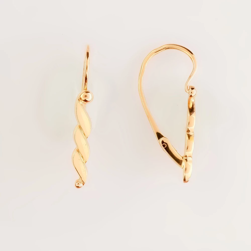 Серьги с фианитом из красного золота 585 пробы