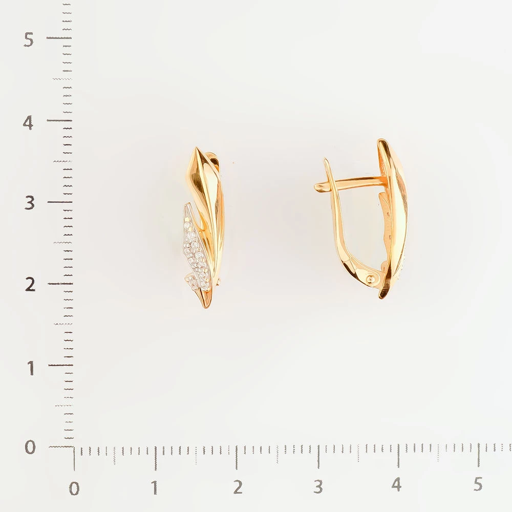 Серьги с фианитом из красного золота 585 пробы