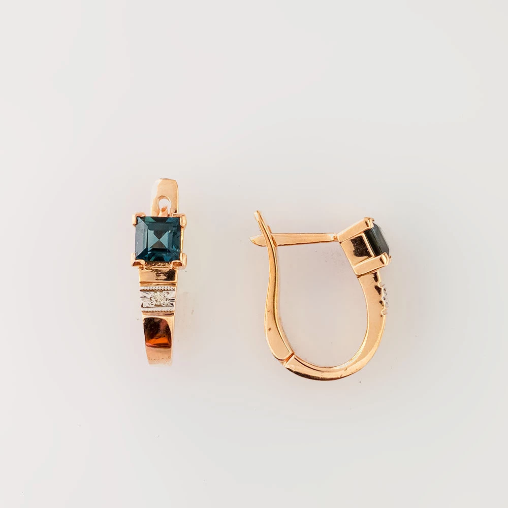 Серьги с топазом лондон из красного золота 585 пробы