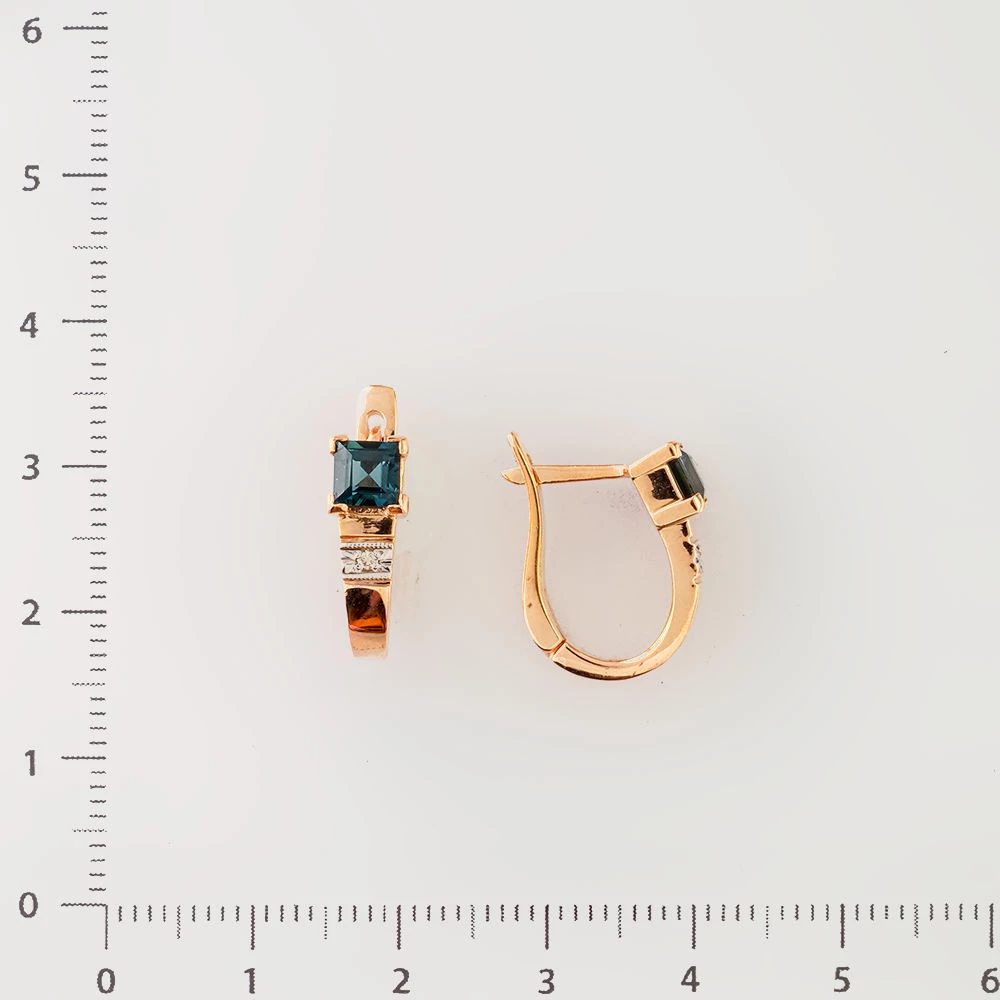 Серьги с топазом лондон из красного золота 585 пробы