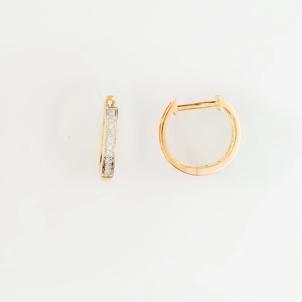 Серьги с бриллиантом из красного золота 585 пробы