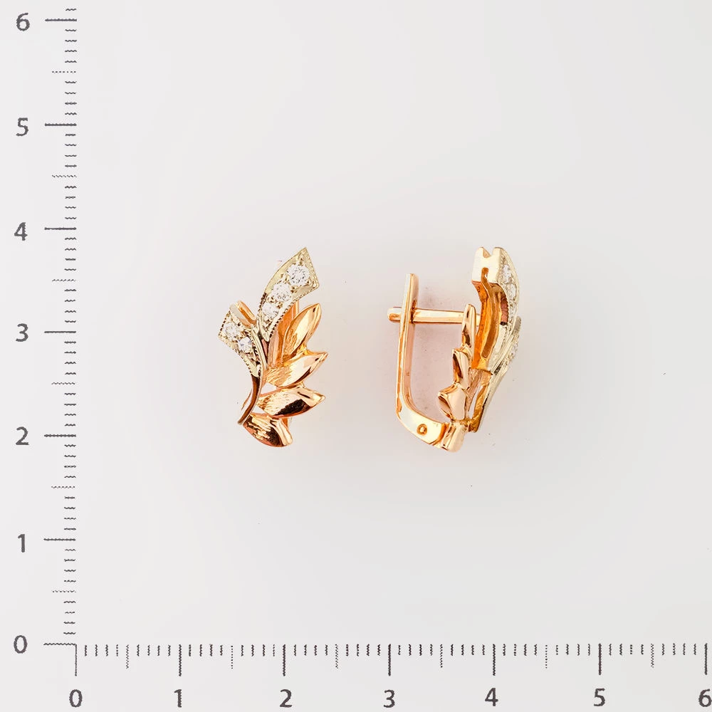 Серьги с бриллиантом из красного золота 585 пробы