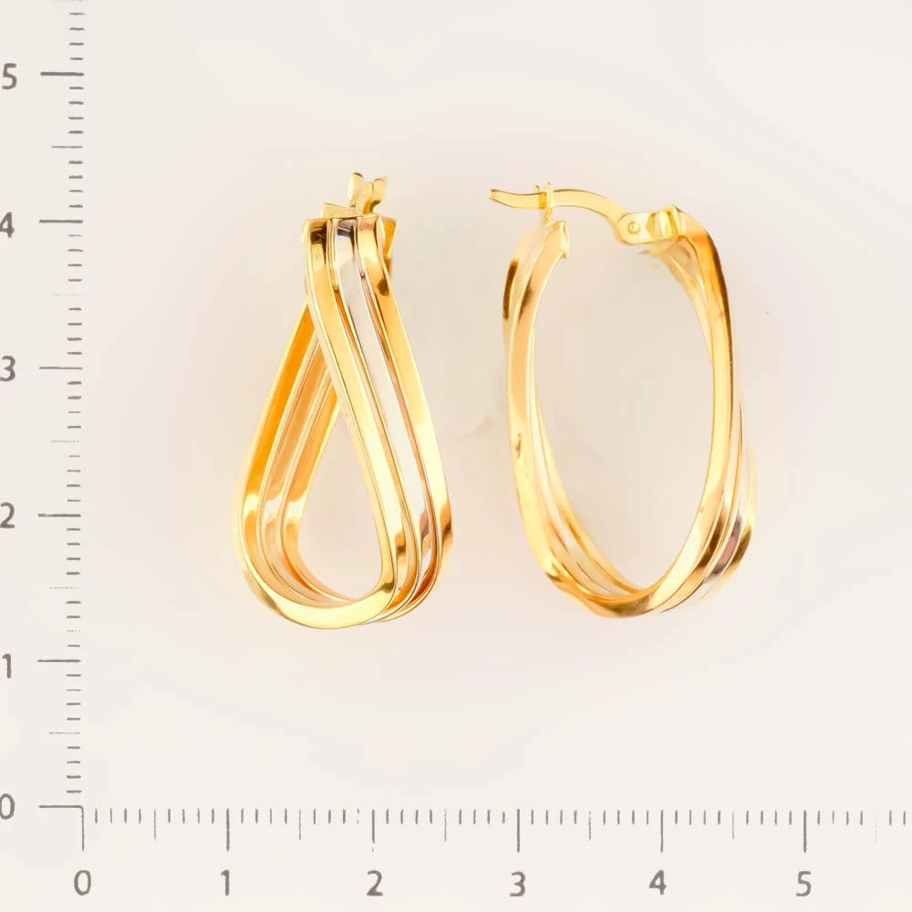 Серьги конго из желтого золота 585 пробы