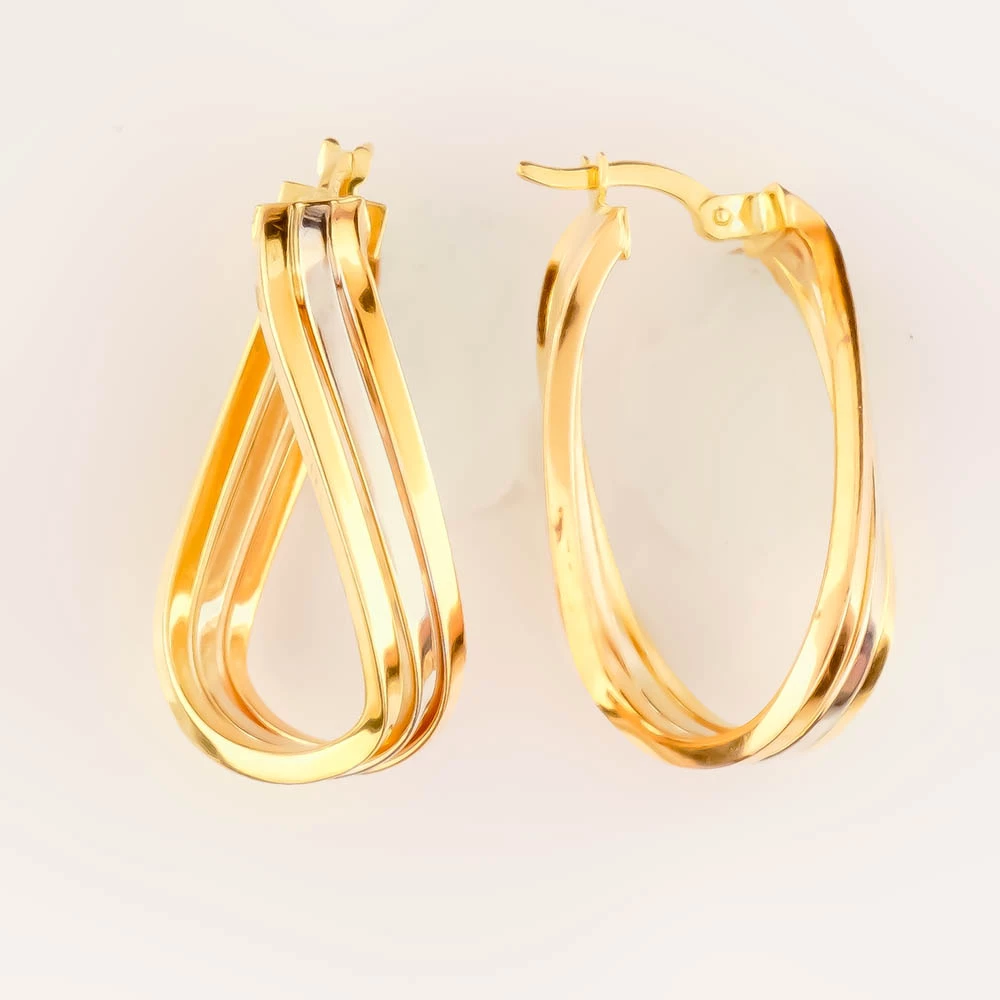 Серьги конго из желтого золота 585 пробы