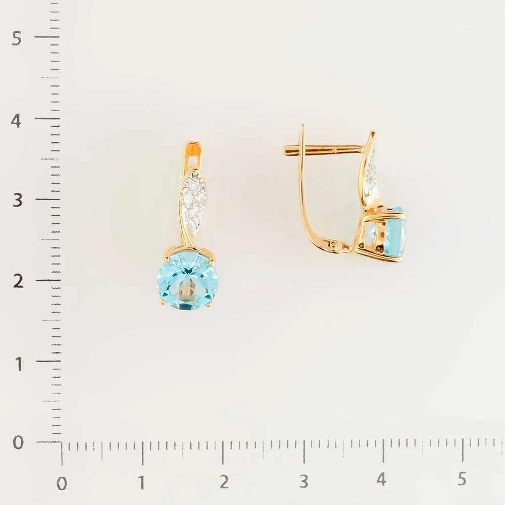 Серьги с топазом из красного золота 585 пробы