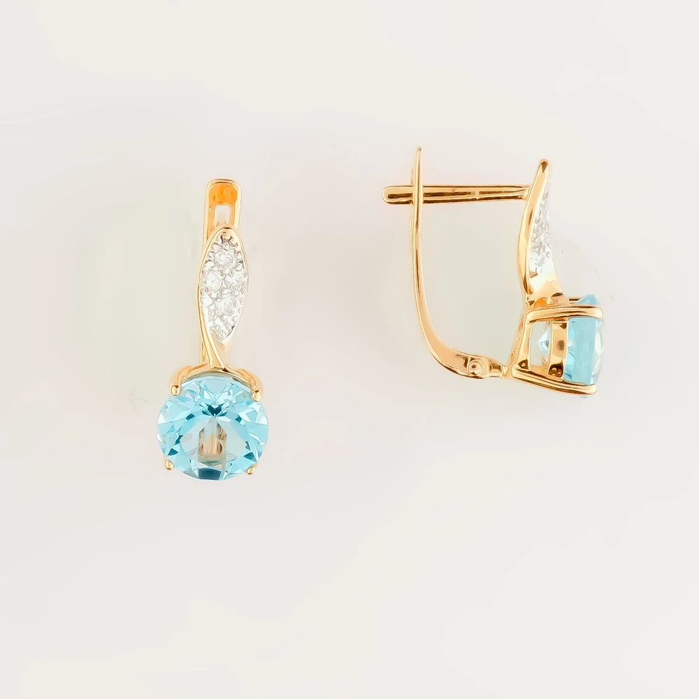 Серьги с топазом из красного золота 585 пробы