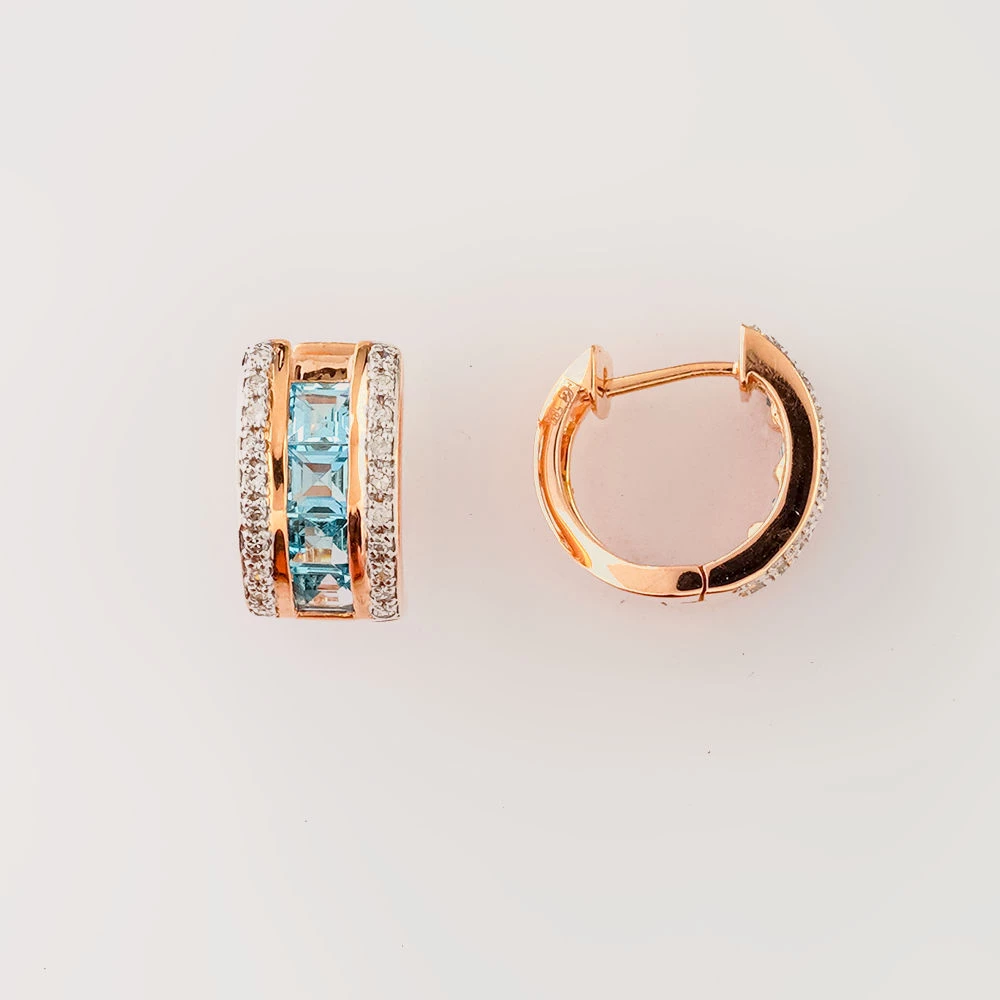 Серьги конго с топазом из красного золота 585 пробы