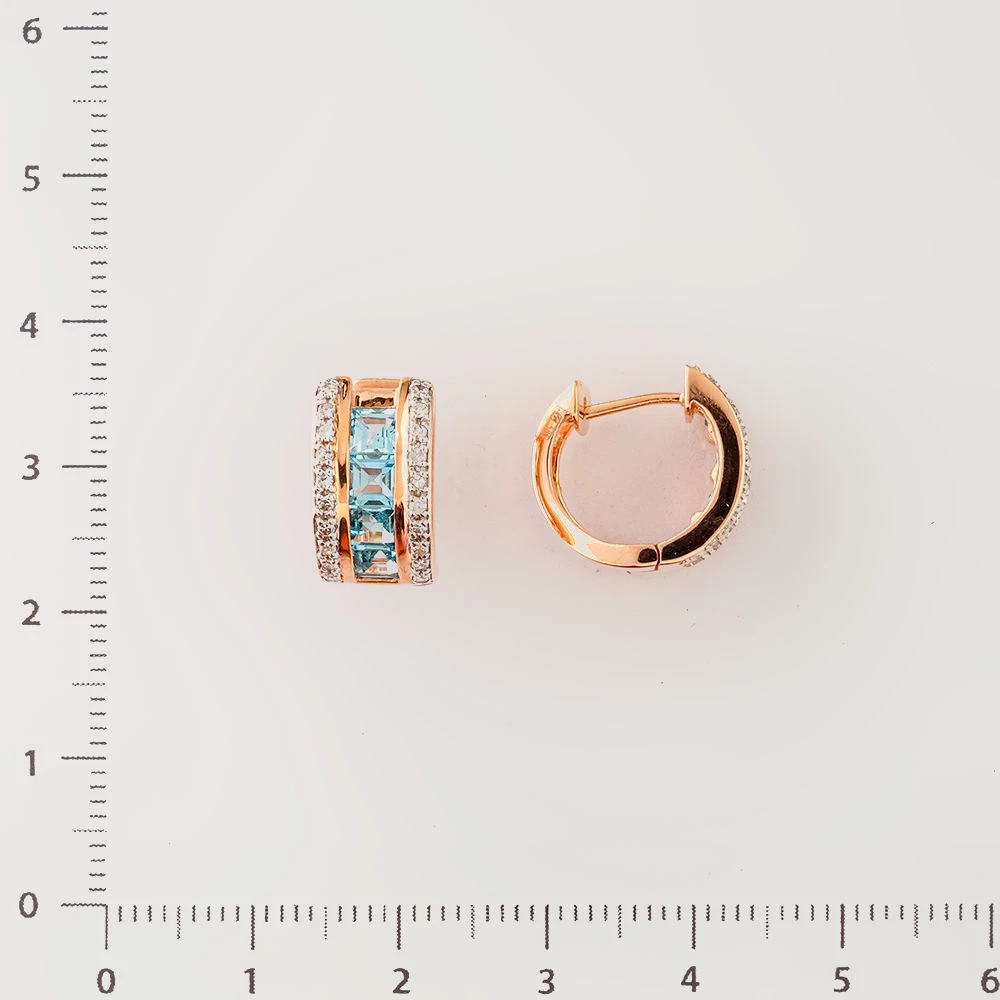 Серьги конго с топазом из красного золота 585 пробы